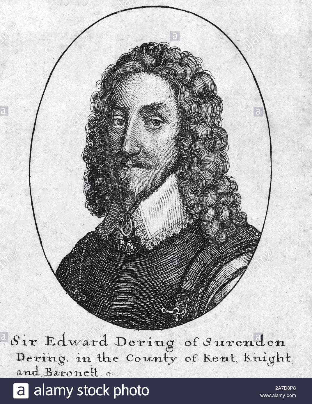 Sir Edward Dering ritratto, 1° Baronet, 1598-1644, di Surrenden Dering, Pluckley, Kent è stato un antiquario inglese e uomo politico, di attacco da incisore boemo Wenceslaus Hollar da 1600s Foto Stock