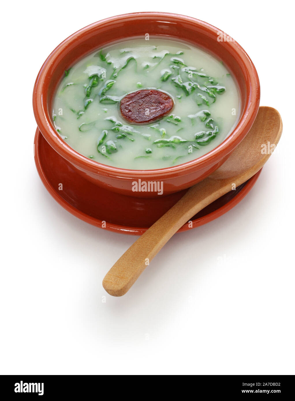 Caldo verde (zuppa di cavolo riccio) , cucina tradizionale portoghese Foto Stock