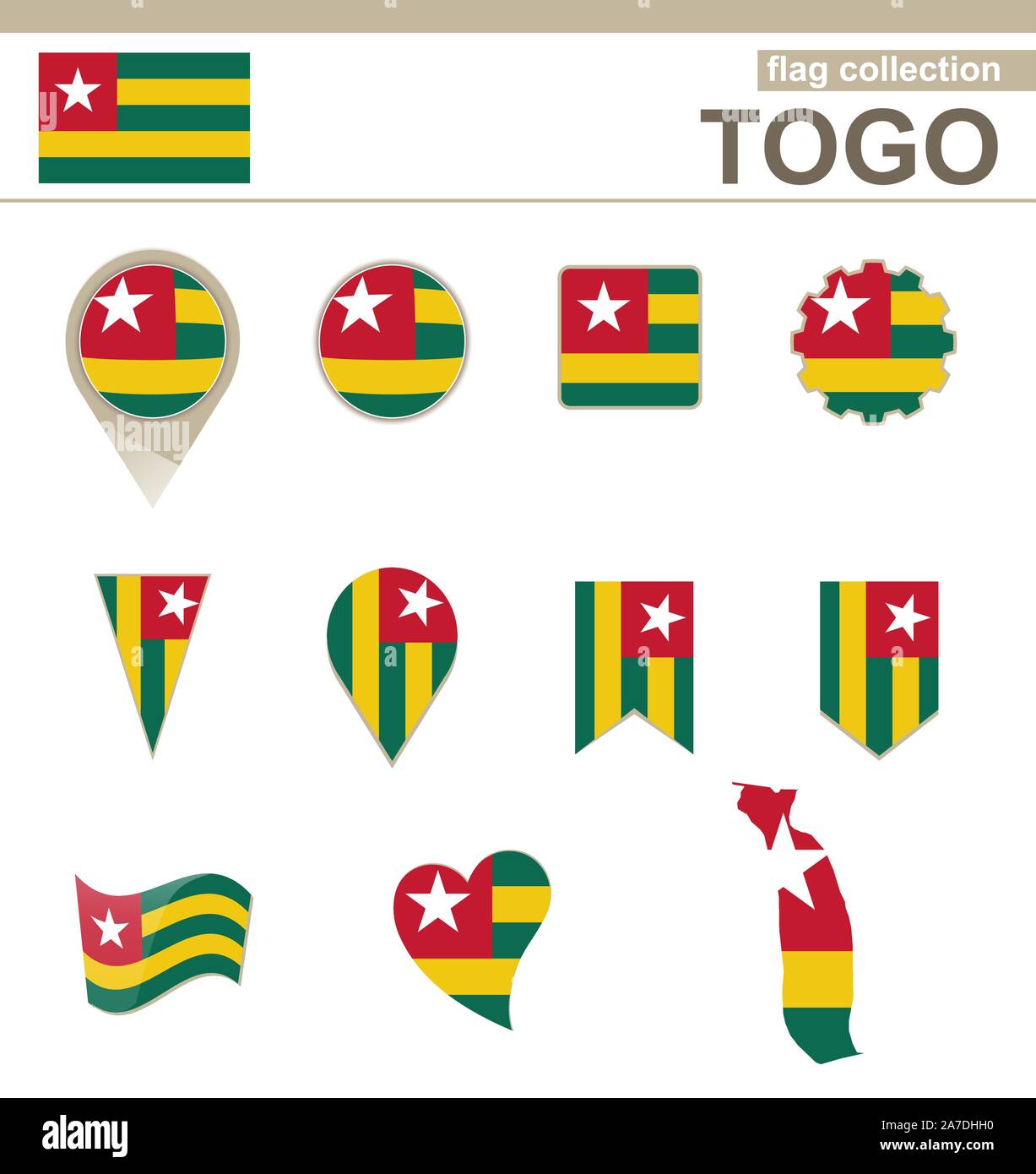 Togo bandiera raccolta, 12 versioni Illustrazione Vettoriale