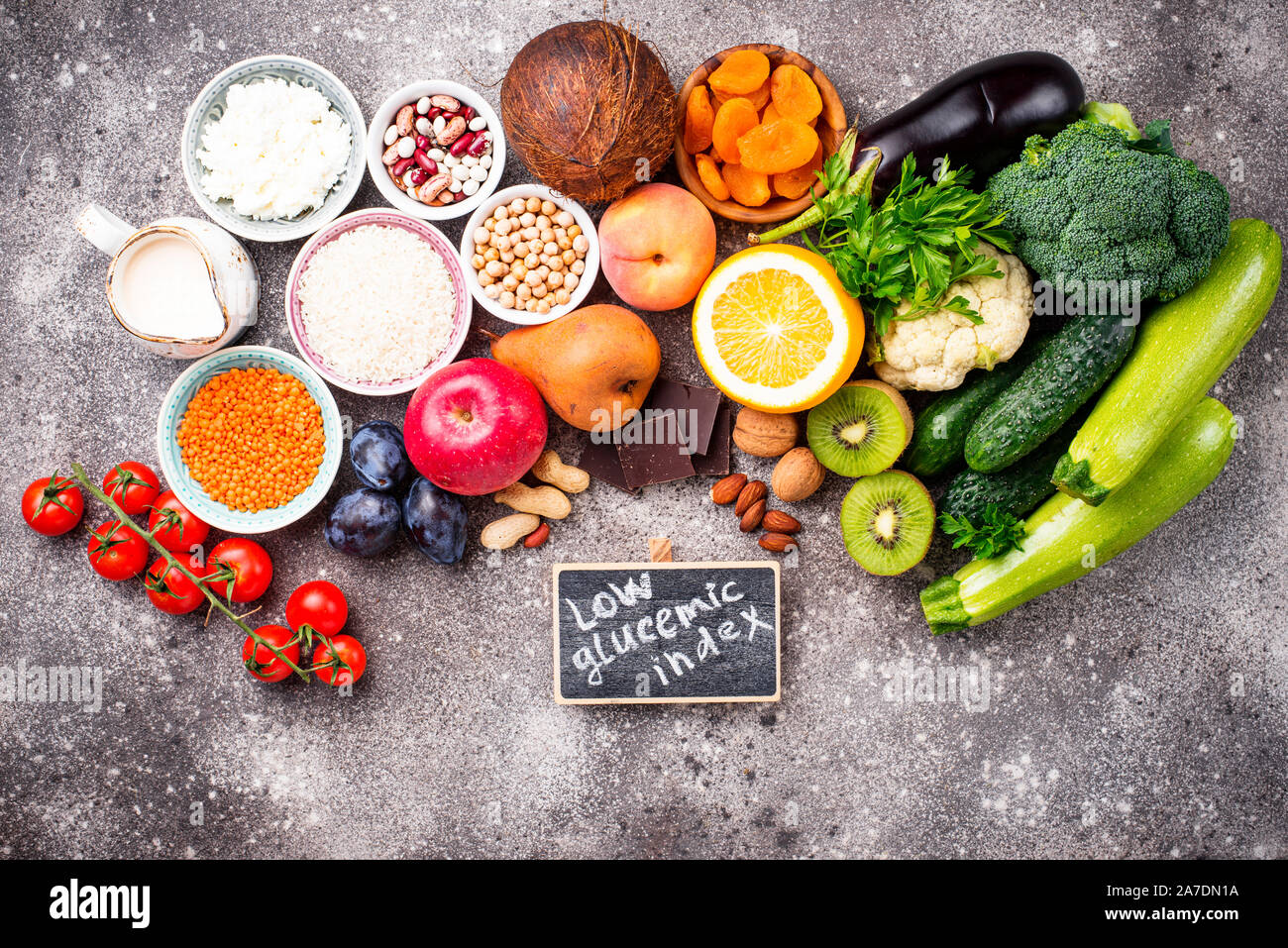 Prodotti con basso indice glicemico Foto Stock