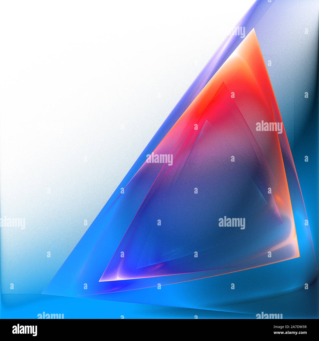 Blu e rosso trasparente triangolo frattale su un bianco. Illustrazione raster Foto Stock