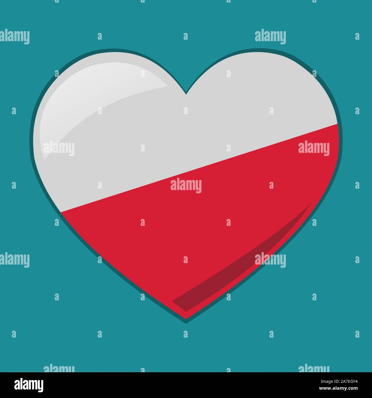 Cuore con la Polonia vettore di flag simbolo illustrazione Illustrazione Vettoriale
