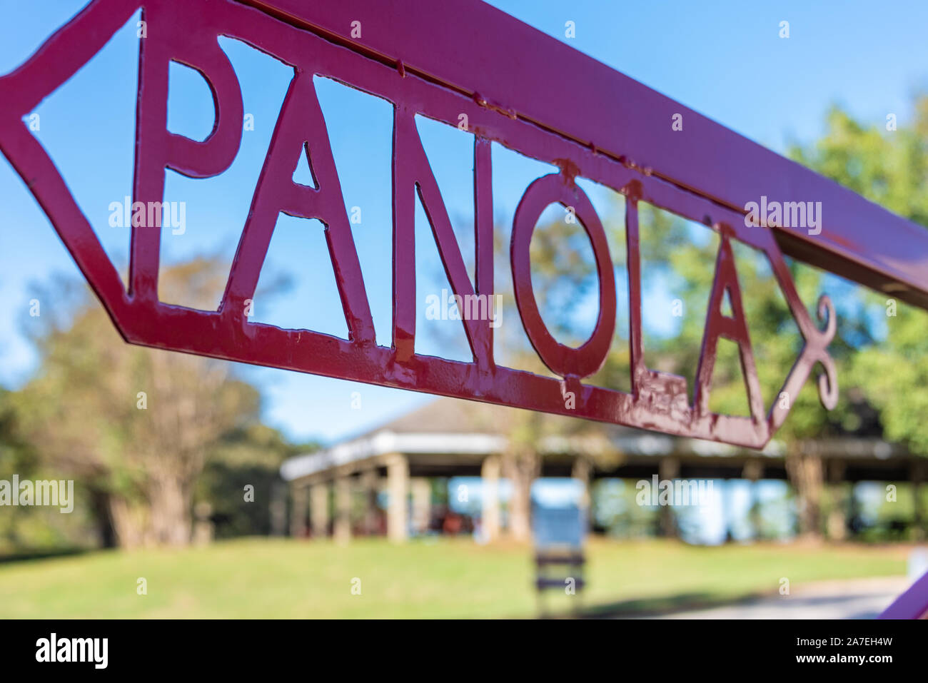 Segnaletica di gate a Panola Mountain State Conservation Park in Arabia Mountain National Heritage Area vicino ad Atlanta, Georgia. (USA) Foto Stock