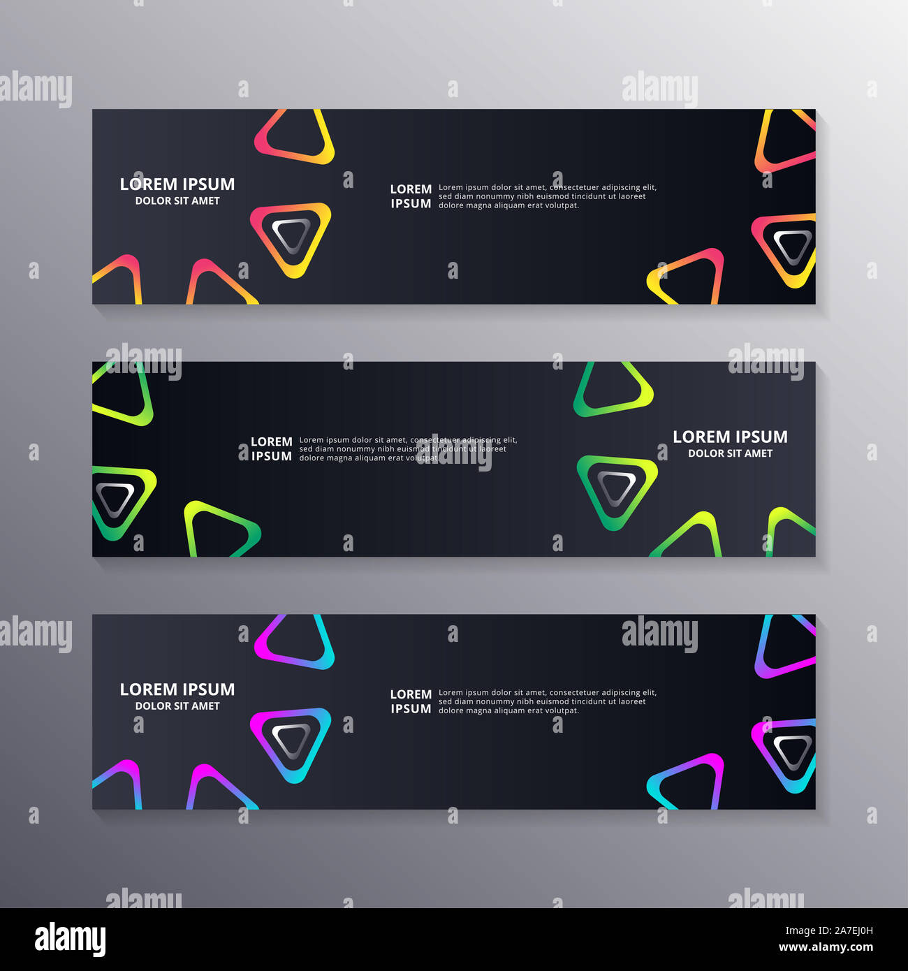 Business modello di pagina di intestazione, Layout sfondo scuro Design, Corporate web geometrica intestazione o piè di pagina in neon colore sfumatura template vettoriale Foto Stock