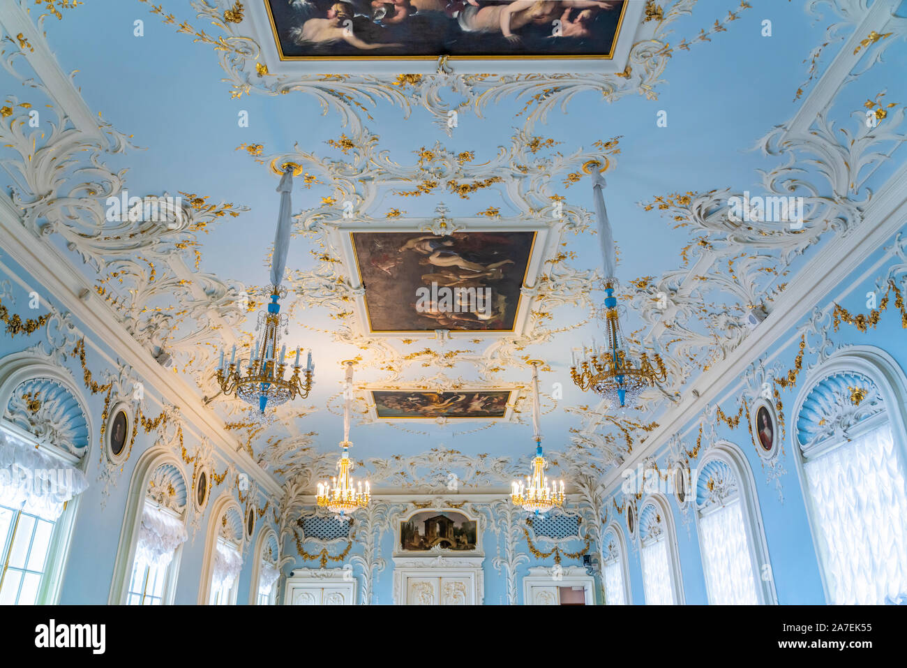 Architettura di interni e artwork nello Stato Museo Hermitage di San Pietroburgo, Russia. Foto Stock
