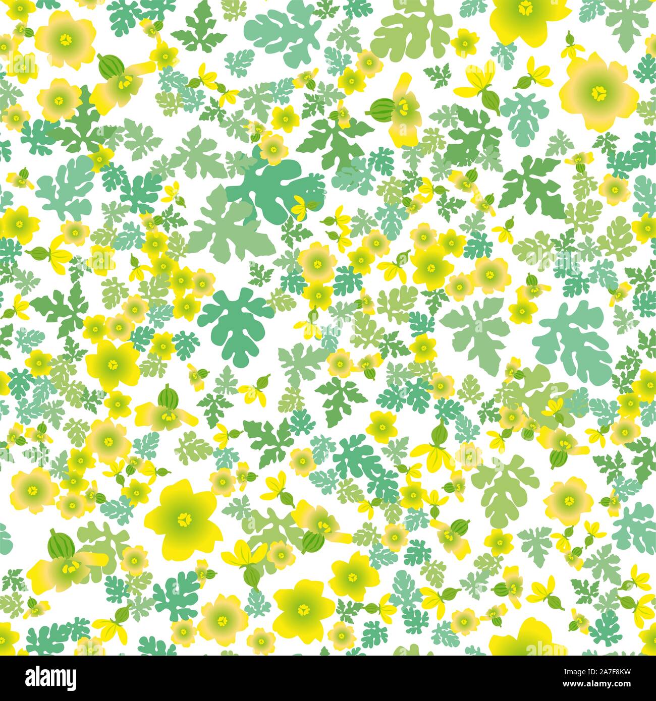 Carino pattern senza soluzione di continuità con il cartoon di fiori e foglie di cocomero Illustrazione Vettoriale