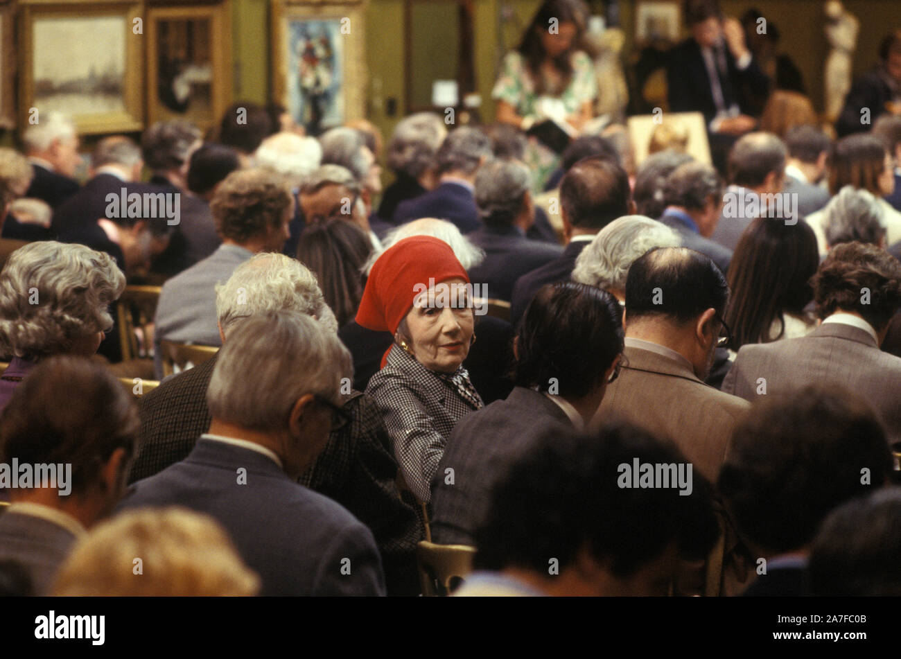 Sothebys asta anni '70, della vendita Robert von Hirsch fine collezione d'arte alla loro casa d'asta Bond Street Londra 1978. Peter Wilson, presidente dell'asta, Regno Unito, HOMER SYKES Foto Stock