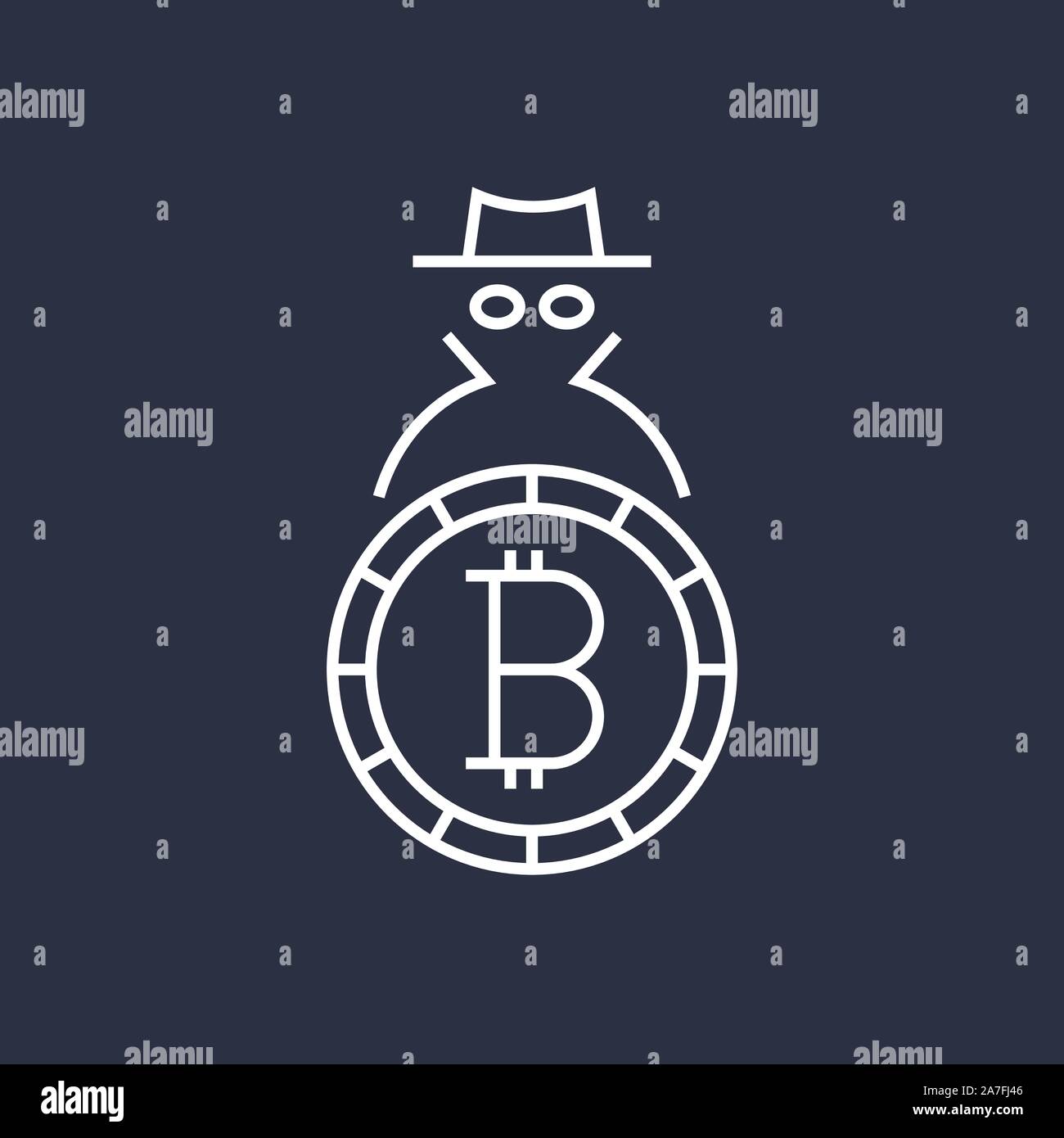 Bitcoin cryptocurrency blockchain logo piana. Utilizzare per i loghi, i prodotti di stampa, la pagina e il decor web o altri design. Corsa modificabile. Illustrazione Vettoriale