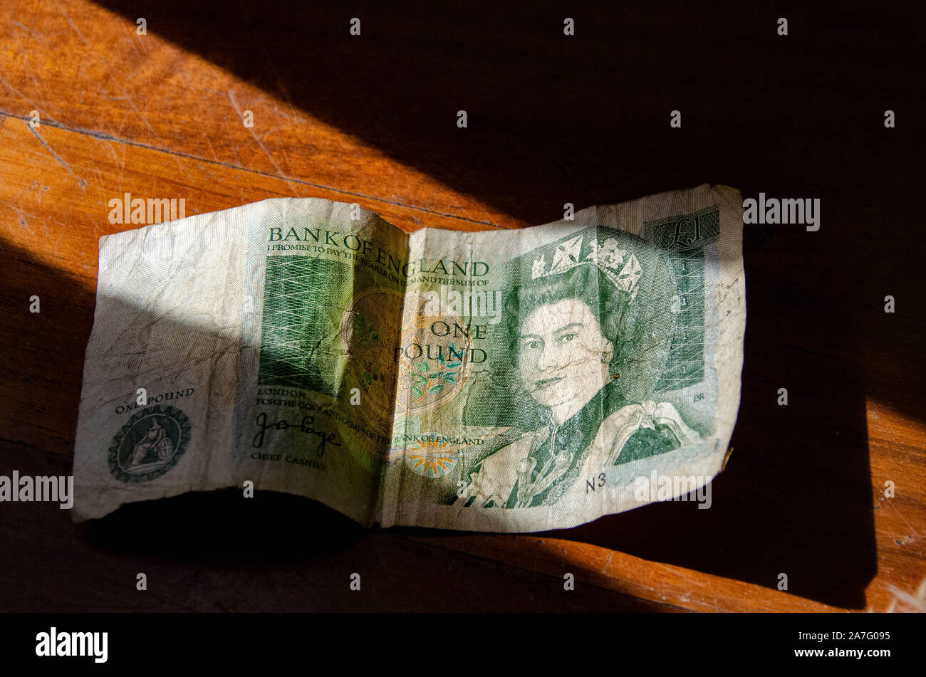 Una sterlina banconota fattura della carta Foto Stock