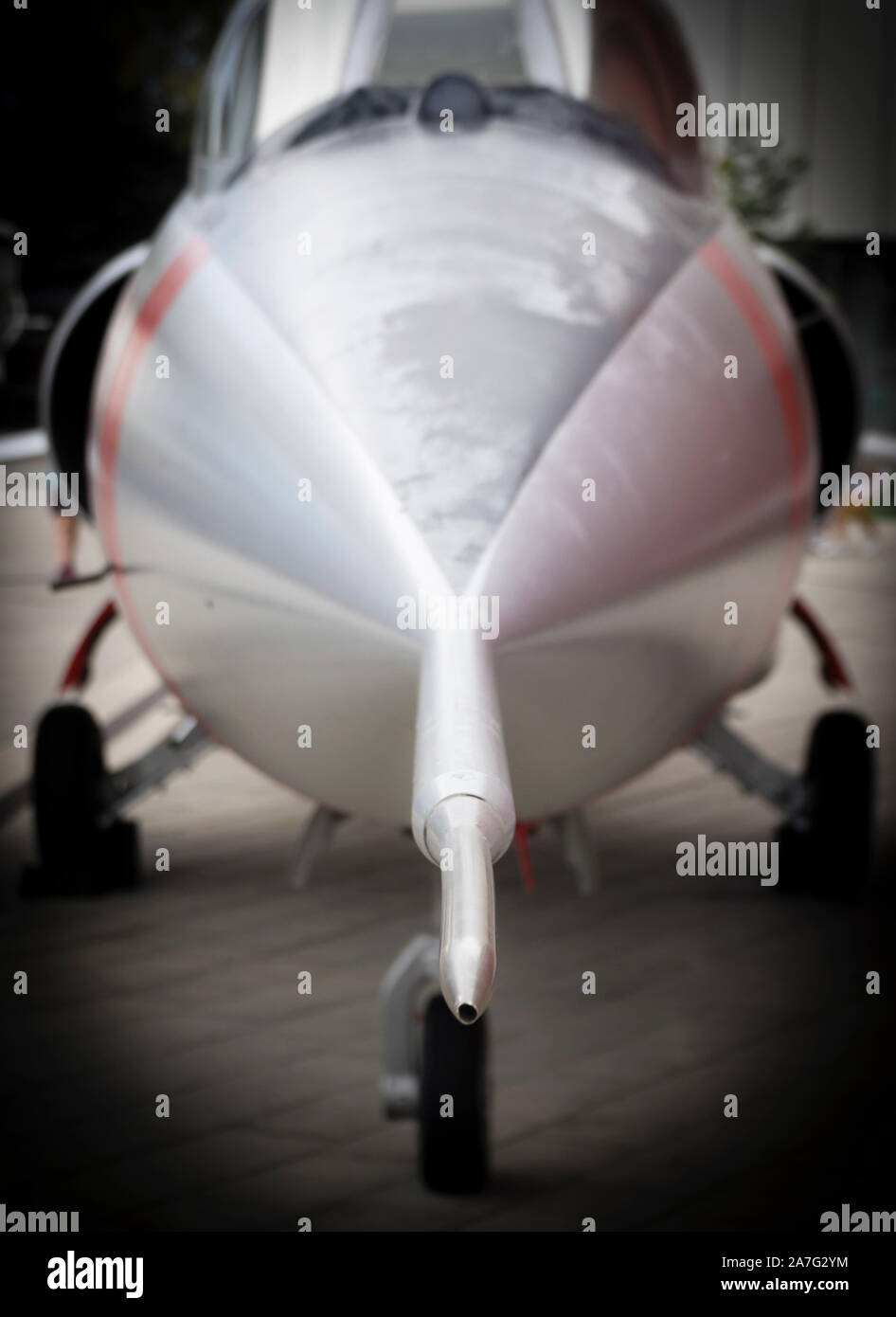 Fusoliera naso e tubo di Pitot di un storico abbandonato Lockheed F-104 'Starfighter' jet da combattimento Foto Stock