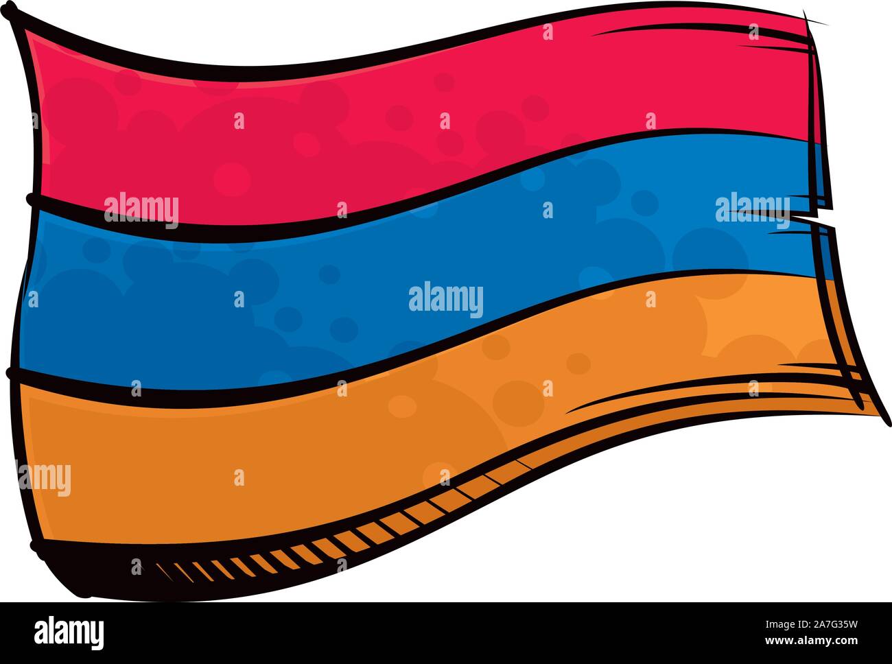Dipinto di Armenia bandiera sventolare nel vento Illustrazione Vettoriale