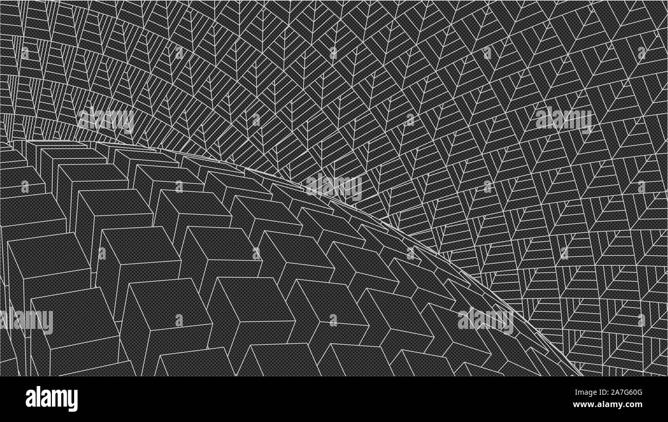 Abstract vettore sfondo del paesaggio. Il cyberspazio griglia. La tecnologia 3d'illustrazione. Illustrazione Vettoriale