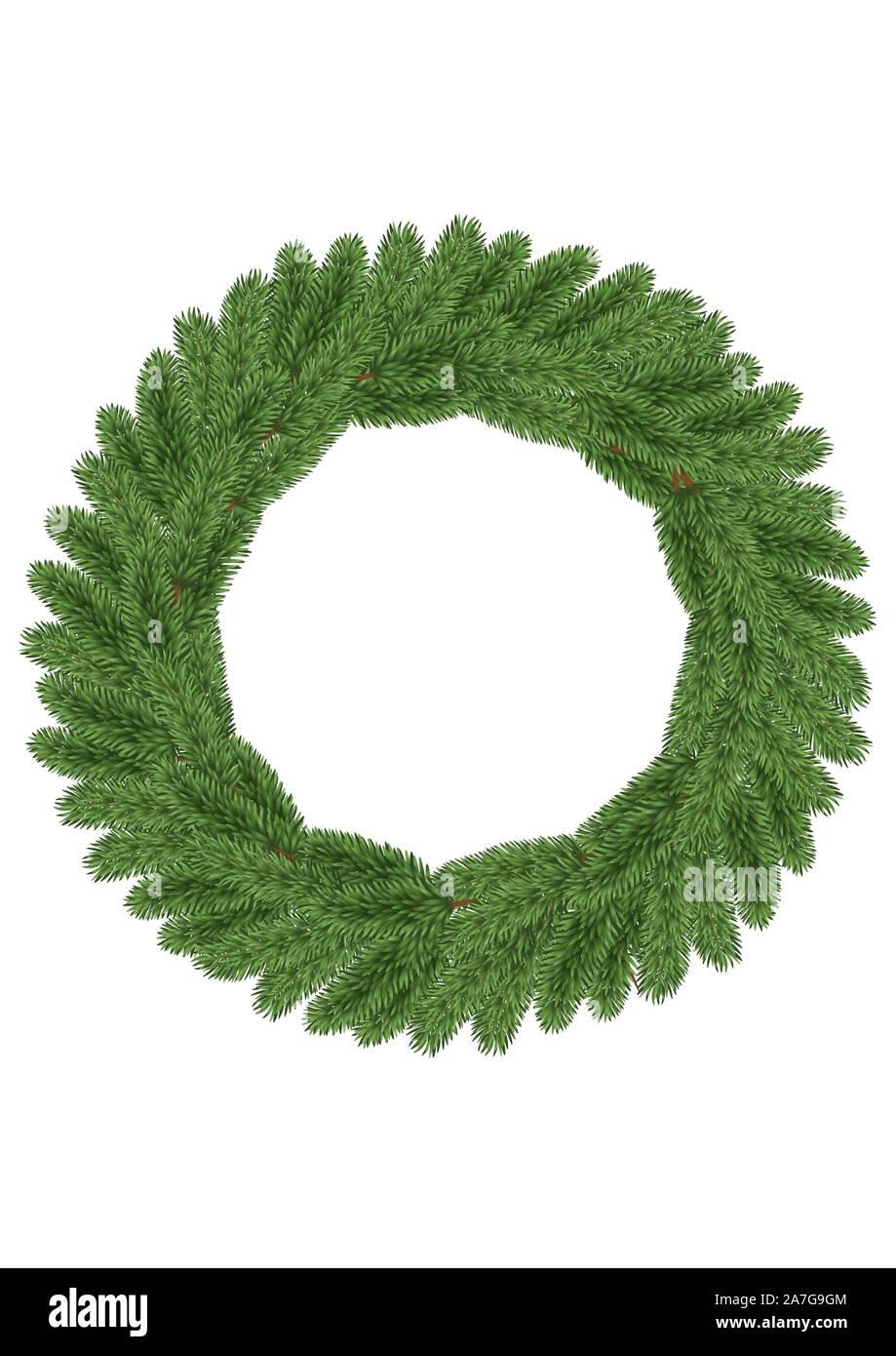 Vuota isolata di pino di Natale corona di decore Illustrazione Vettoriale