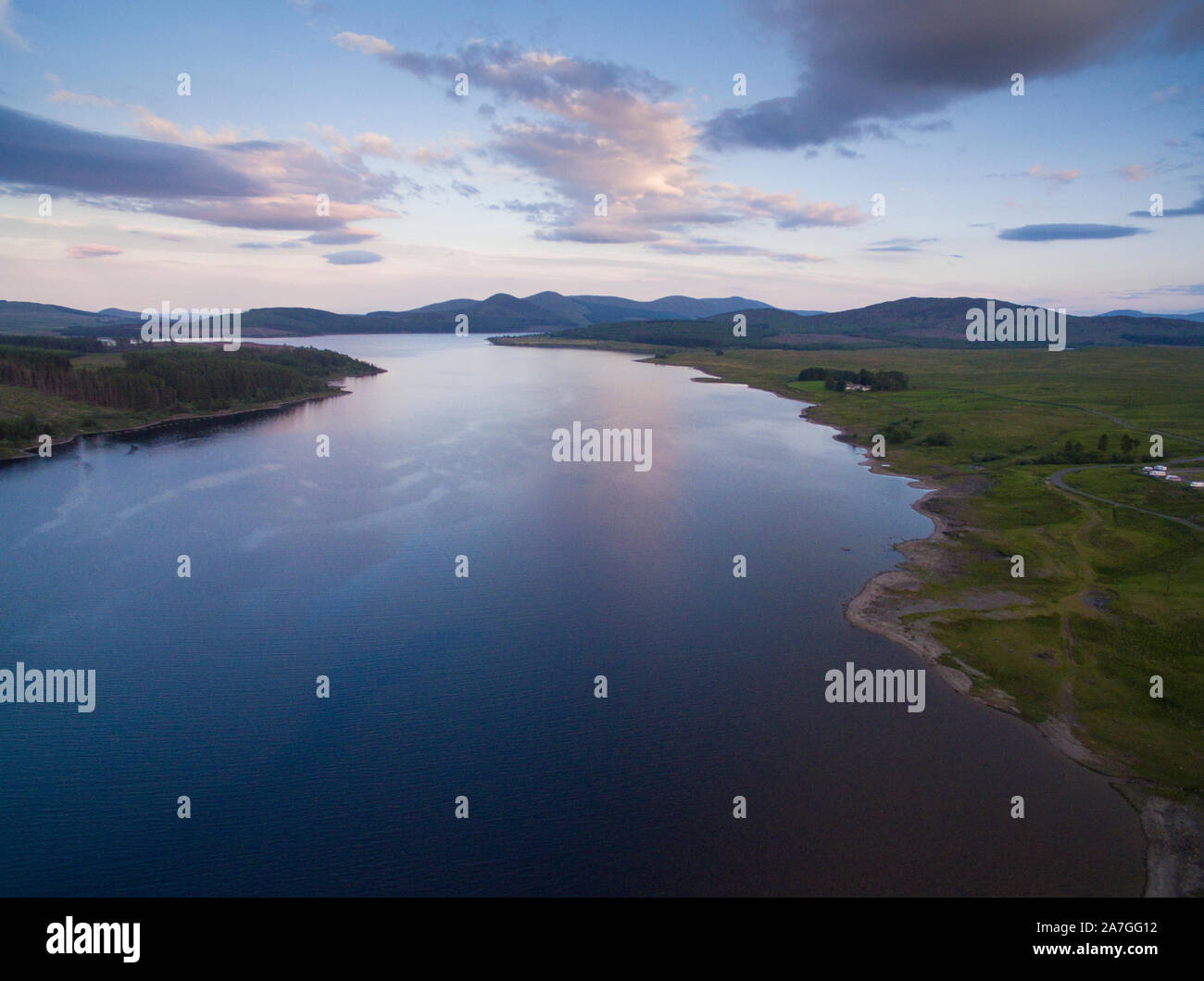 Vista aerea del Loch Doon Ayrshire Scotland Regno Unito Foto Stock