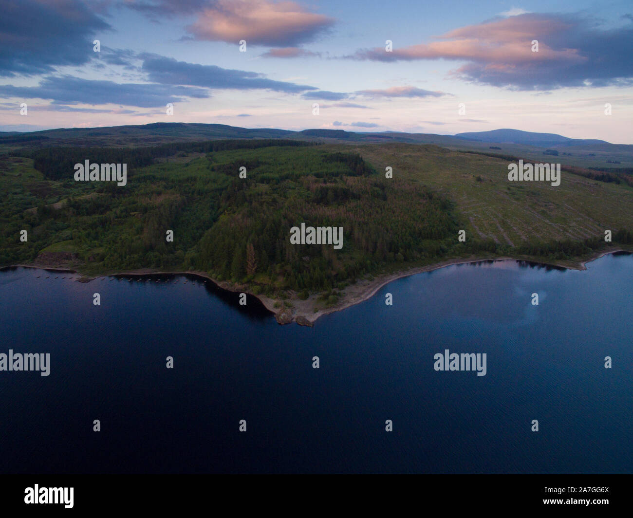 Vista aerea del Loch Doon Ayrshire Scotland Regno Unito Foto Stock