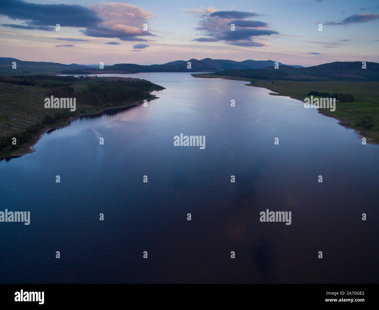 Vista aerea del Loch Doon Ayrshire Scotland Regno Unito Foto Stock