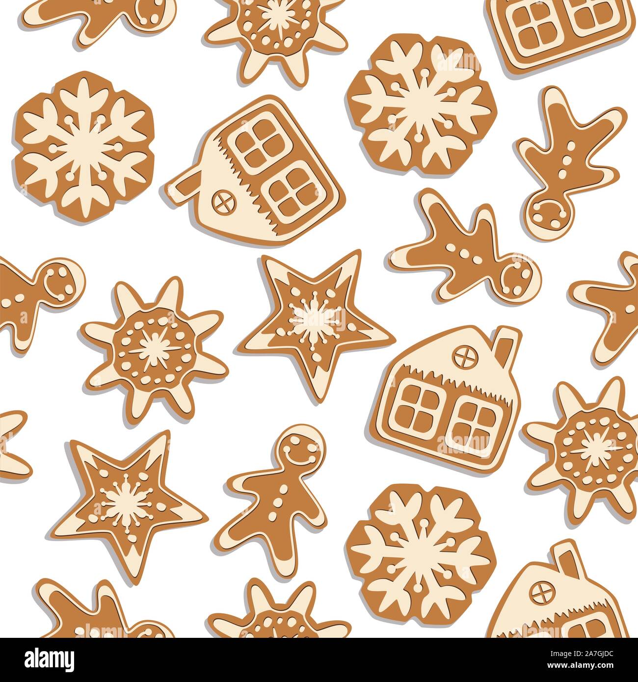 Vector seamless sfondo di Natale con gingerbread cookie. seamless pattern invernale di buon Natale e felice anno nuovo illustrazioni. gingerbr Illustrazione Vettoriale