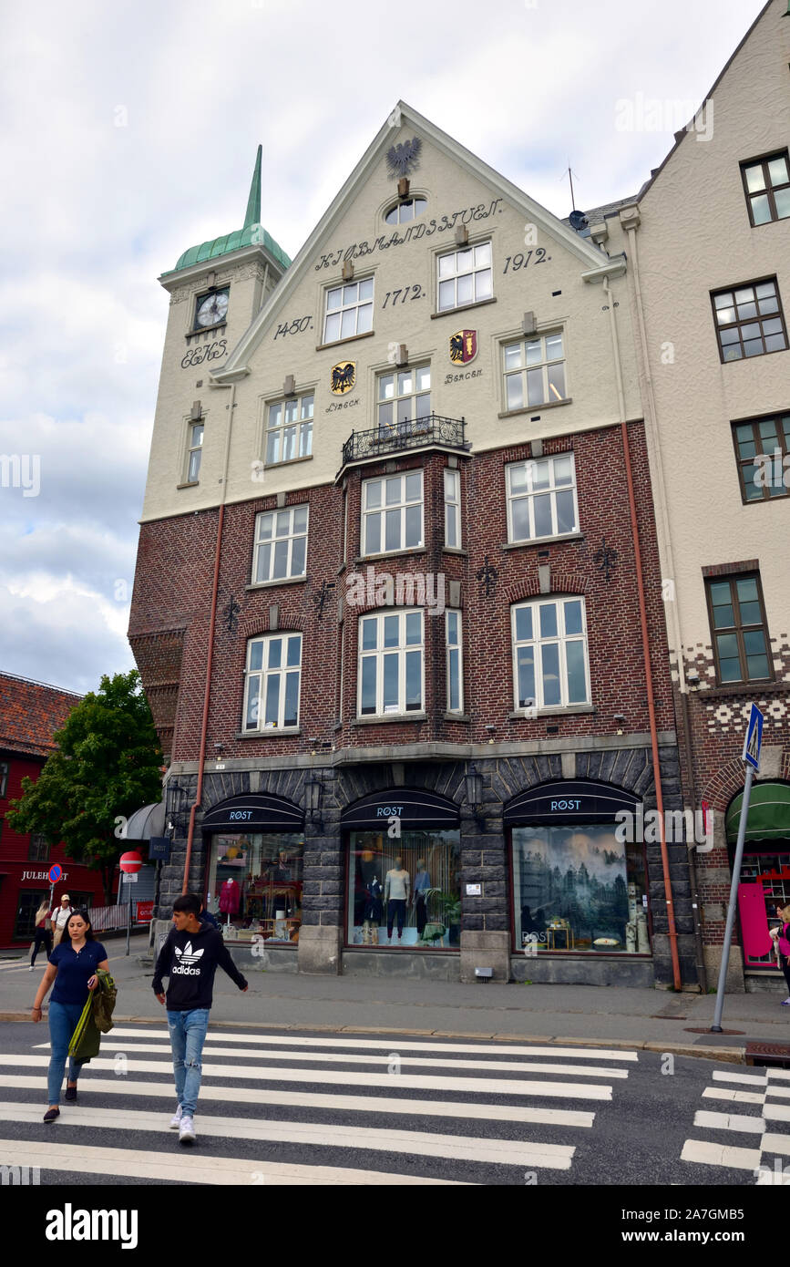 Rost è uno stile di vita scandinavo shop situato sul Bryggen a Bergen, Norvegia. Foto Stock