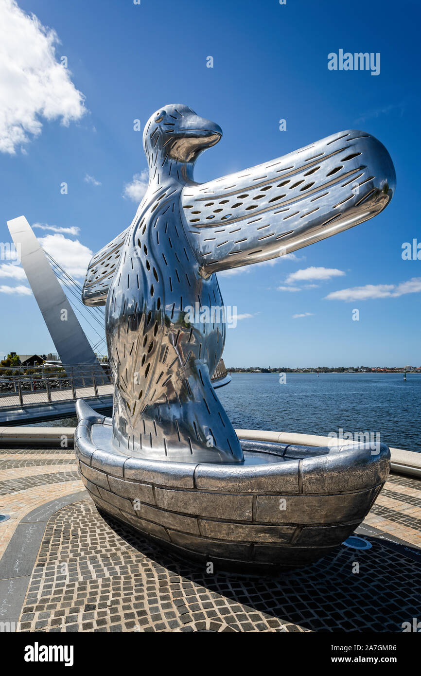 Primo contatto scultura grafica di Elizabeth Quay, Perth, Australia su 24 Ottobre 2019 Foto Stock