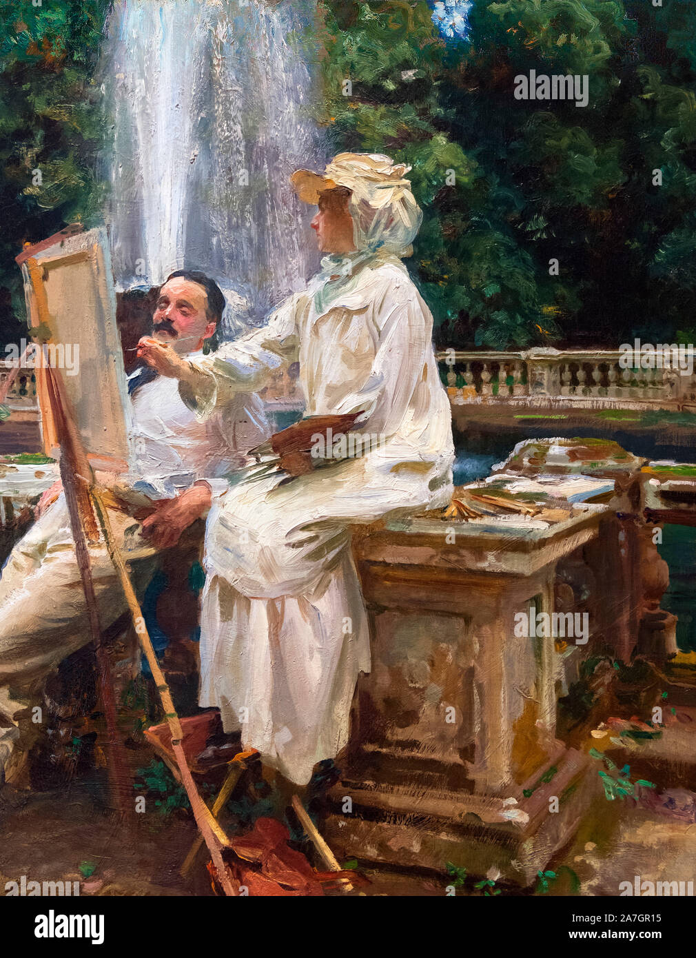 'La Fontana, Villa Torlonia a Frascati, Italia" di John Singer Sargent (1856-1925), olio su tela, 1907 Foto Stock