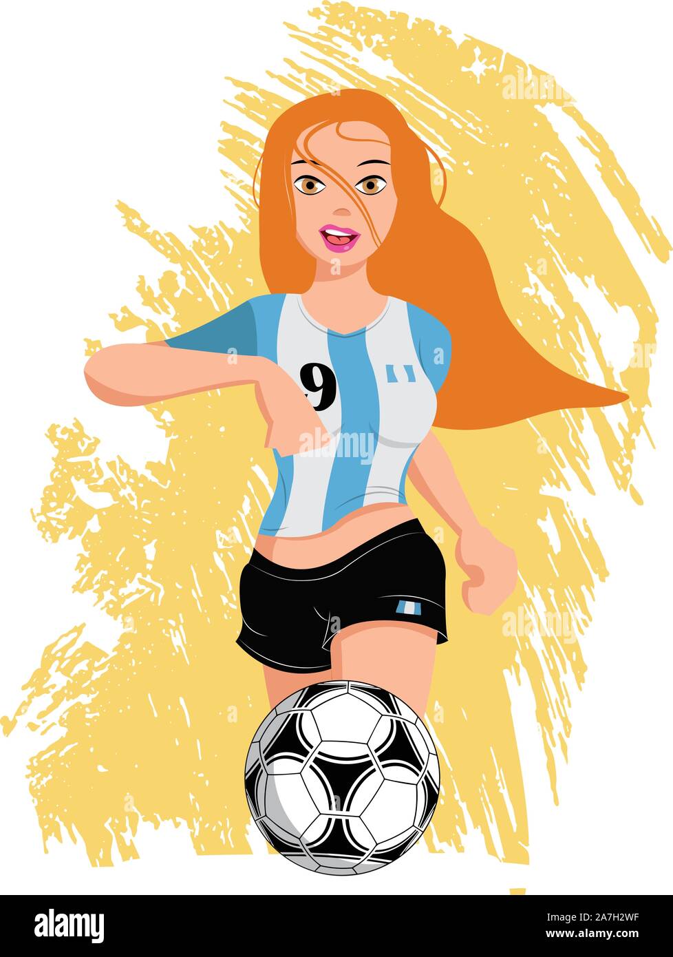 Donna che gioca a calcio, vettore, calcio, gioco, sport, giochi Illustrazione Vettoriale