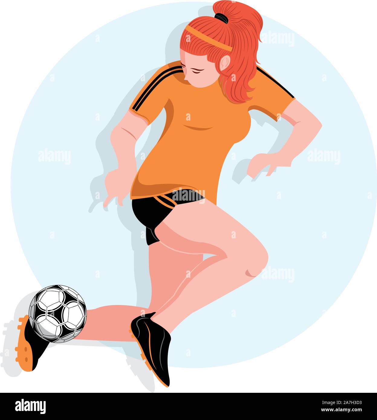 Donna che gioca a calcio, vettore, calcio, gioco, sport, giochi Illustrazione Vettoriale