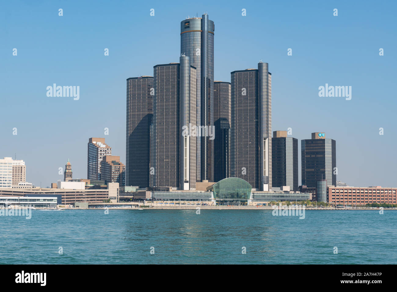 Detroit, MI - 21 Settembre 2019: Corporate Headquarters Building della General Motors a Detroit, Michigan Foto Stock