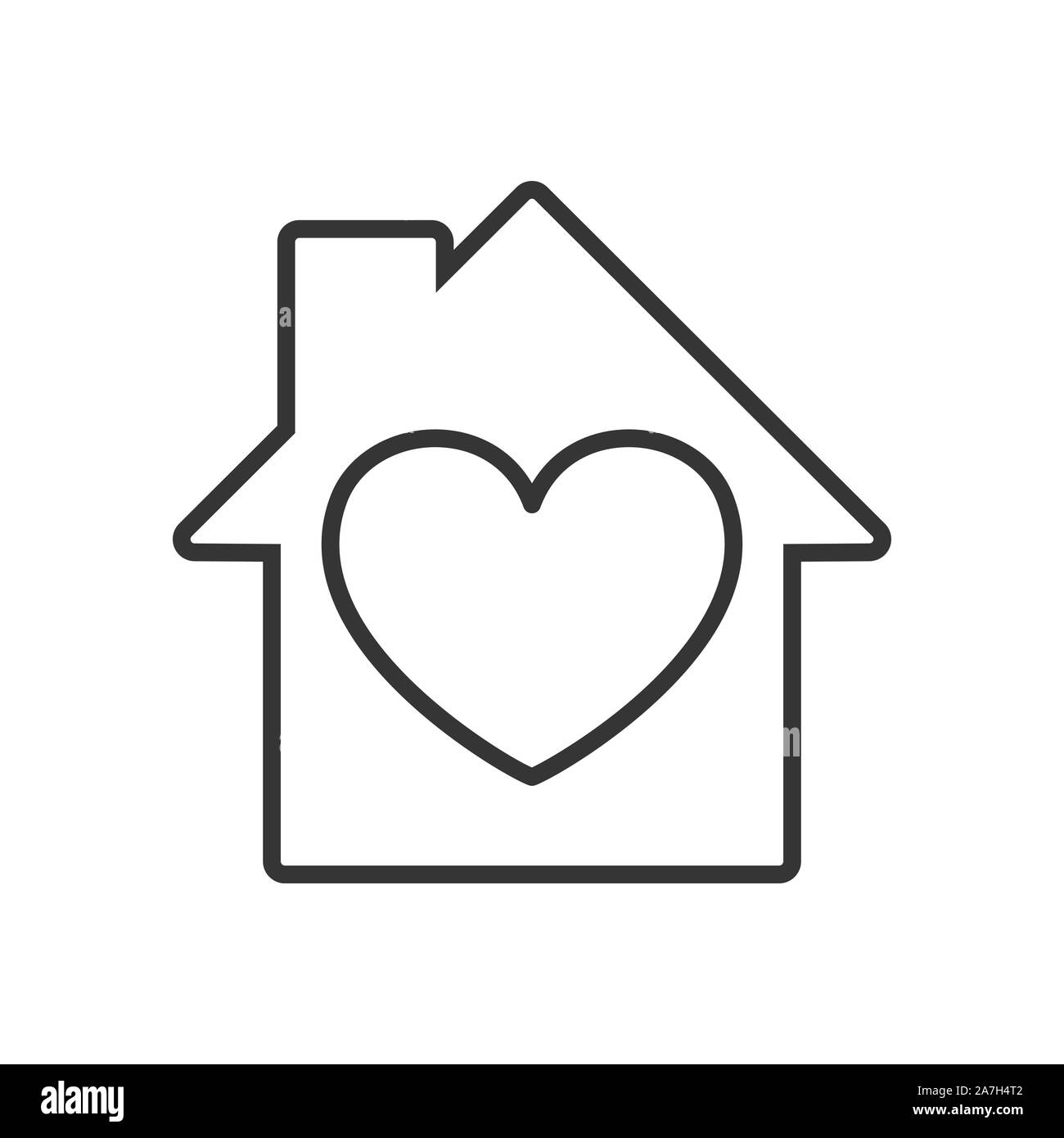 Icona di casa con il cuore. Vettore icona di casa. Nero icona home. Il concetto di costruzione. Illustrazione Vettoriale