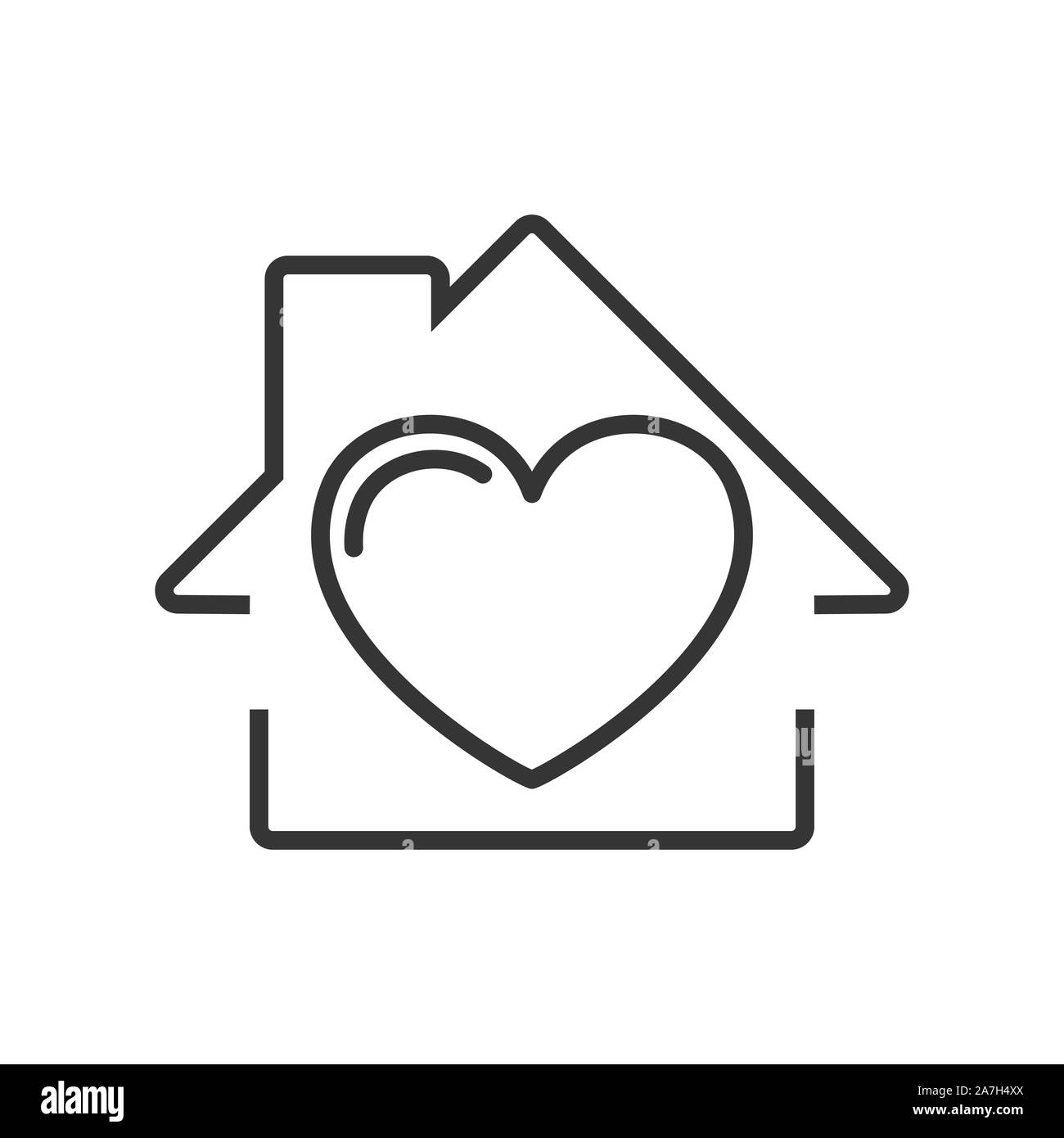 Icona di casa con il cuore. Vettore icona di casa. Nero icona home. Il concetto di costruzione. Illustrazione Vettoriale