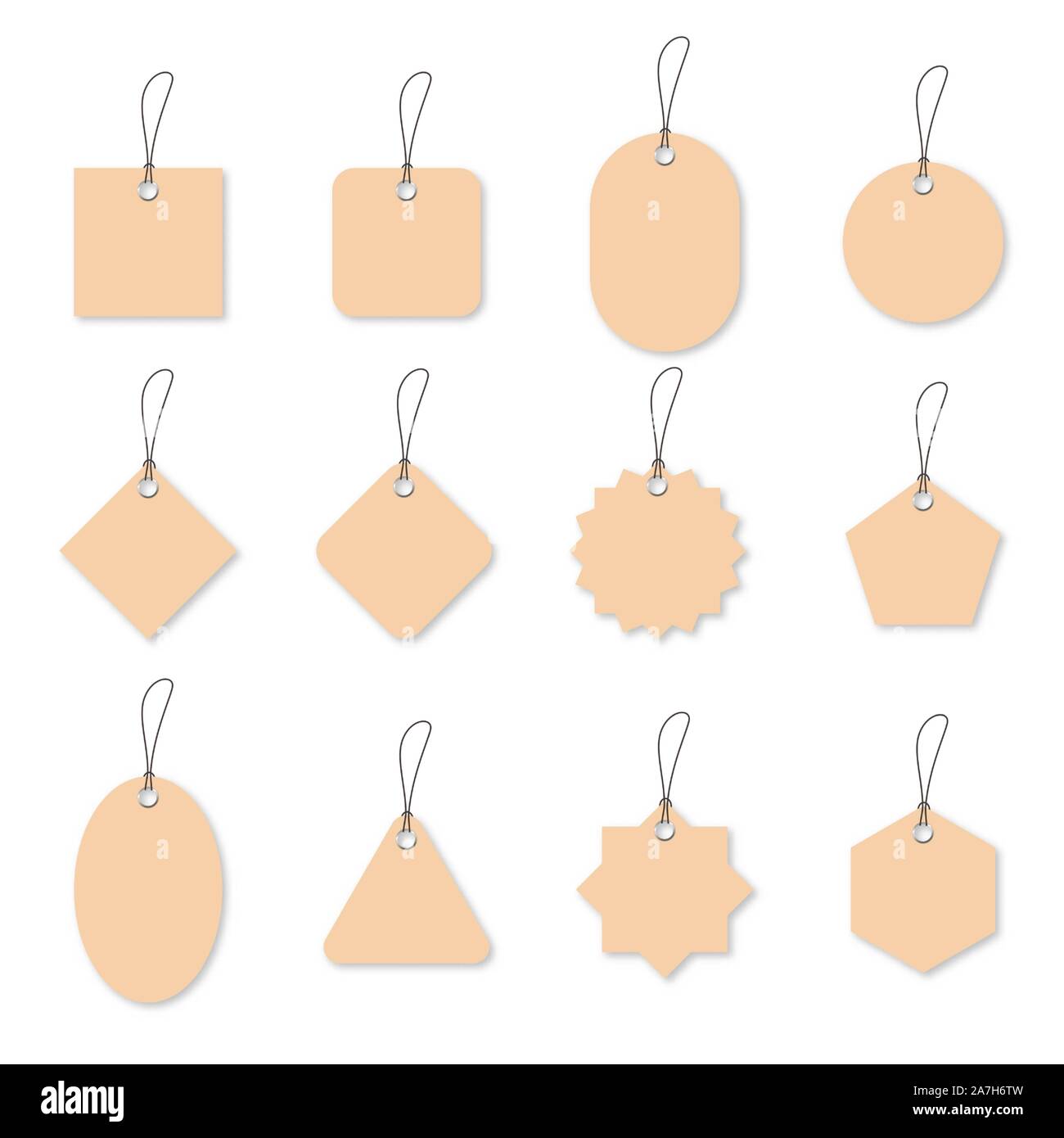 Imposta di vendita cartellini o etichette isolato. Illustrazione Vettoriale. Carrello vuoto etichette di diverse forme. Carta sconto tags Illustrazione Vettoriale