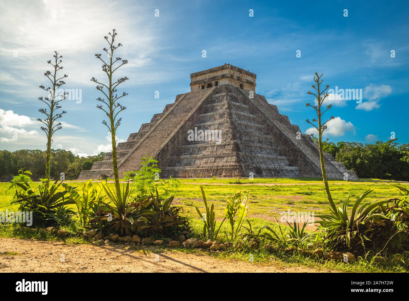 El Castillo, Tempio di Kukulcan, Chichen Itza, Messico Foto Stock