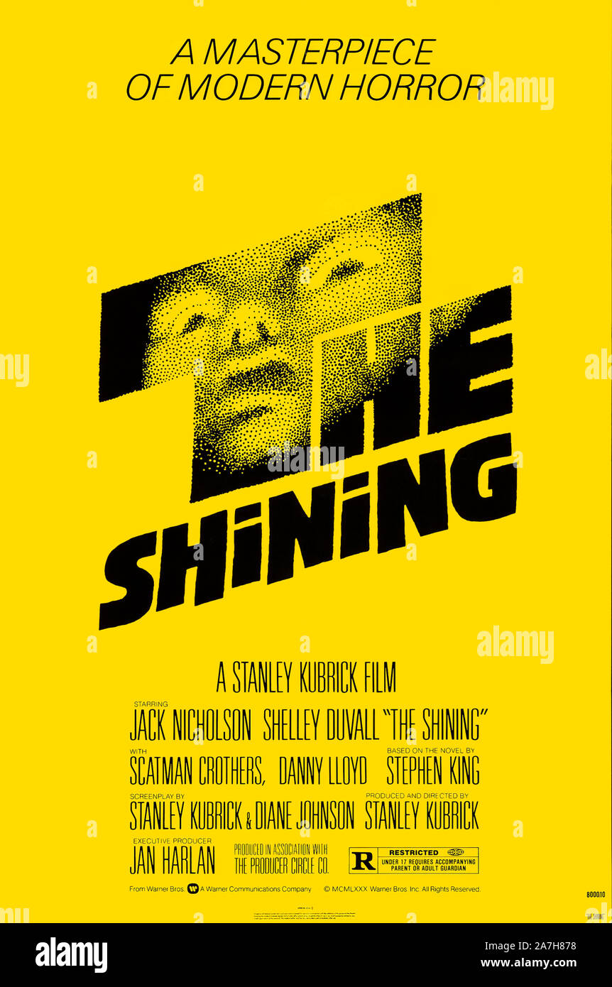 Il luminoso (1980) diretto da Stanley Kubrick e interpretato da Jack Nicholson, Shelley Duvall, Danny Lloyd e Scatman Crothers. Grande schermo l'adattamento di Stephen King libro su un ragazzo con poteri psichici e di un padre della discesa in pazzia. Foto Stock