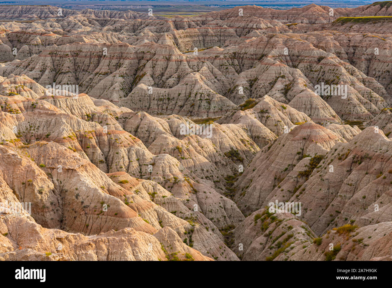 Parco nazionale Badlands paesaggio al tramonto in Sud Dakota Foto Stock