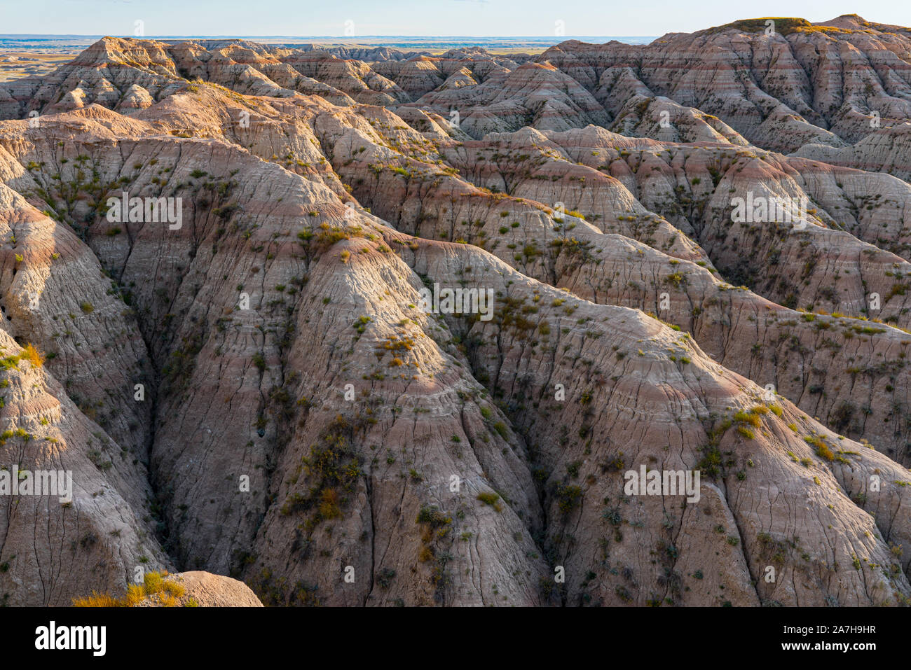 Parco nazionale Badlands paesaggio al tramonto in Sud Dakota Foto Stock