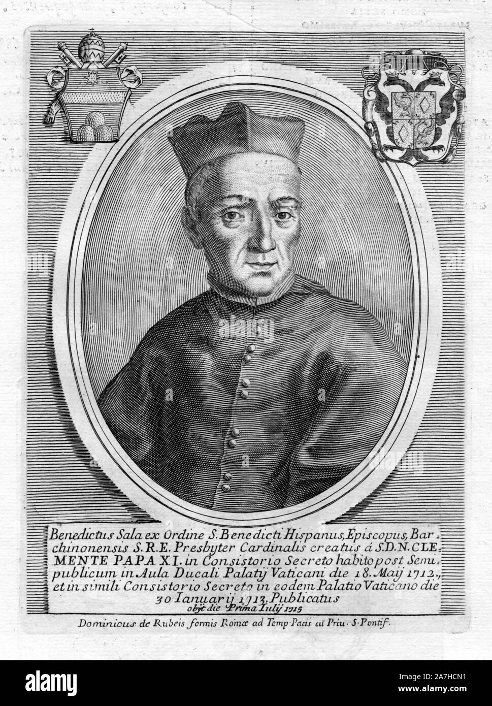 Grabado del Cardenal Benito de Sala y de Caramany, monje, abad, obispo y cardenal catalán. Foto Stock