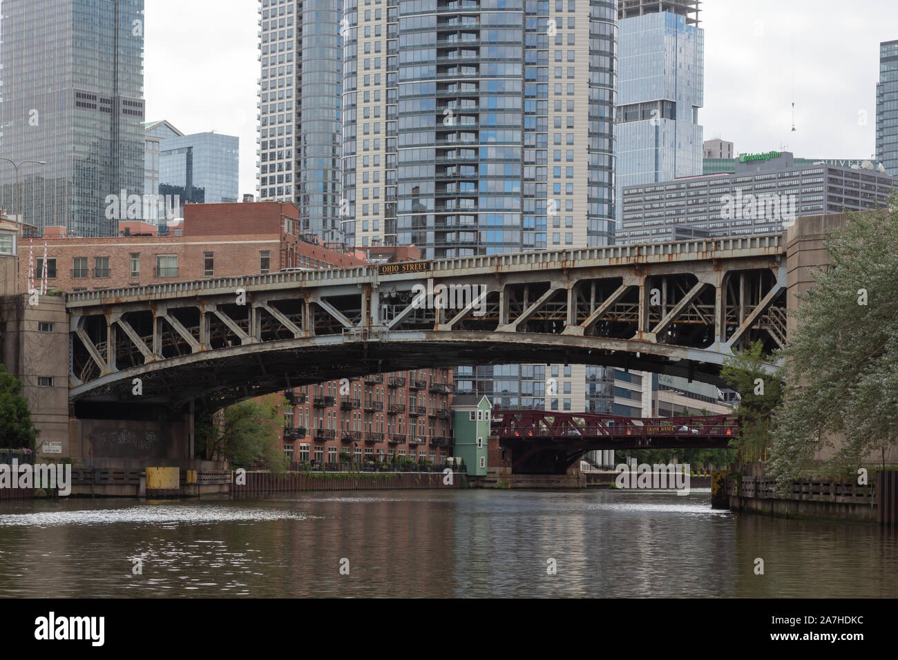 Ohio Street Bridge di Chicago, USA Foto Stock