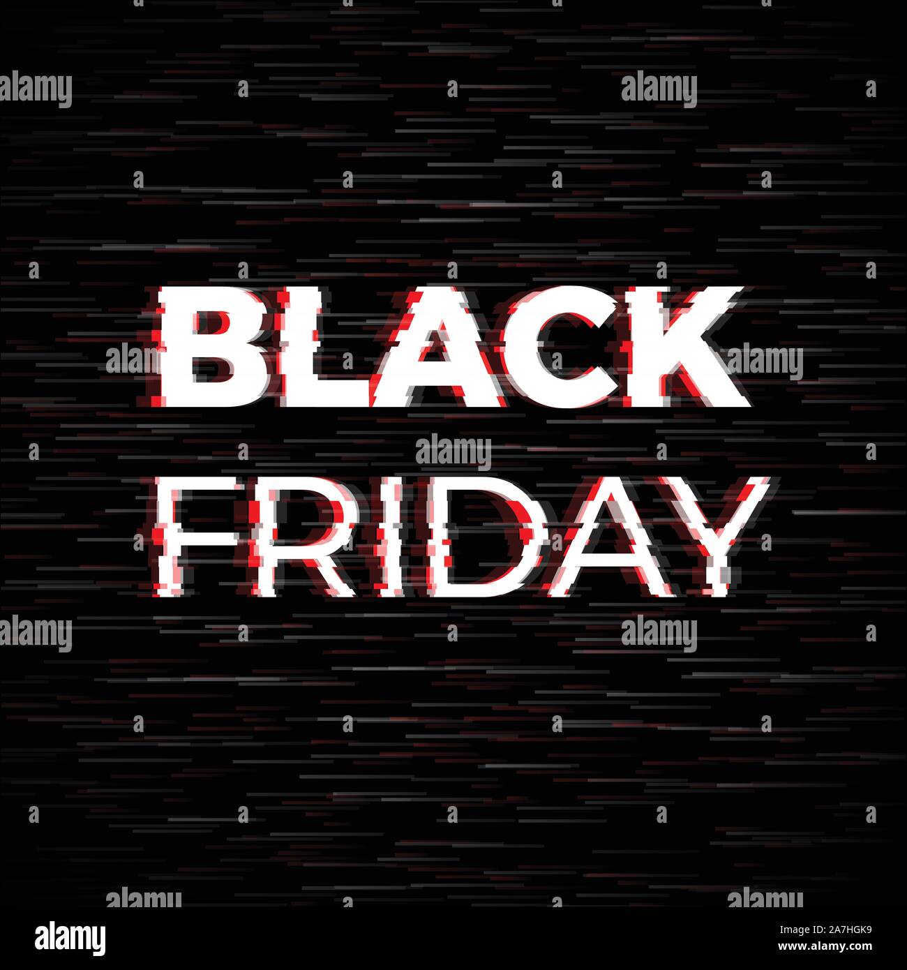 Venerdì nero vendita badge con effetto di glitch Illustrazione Vettoriale