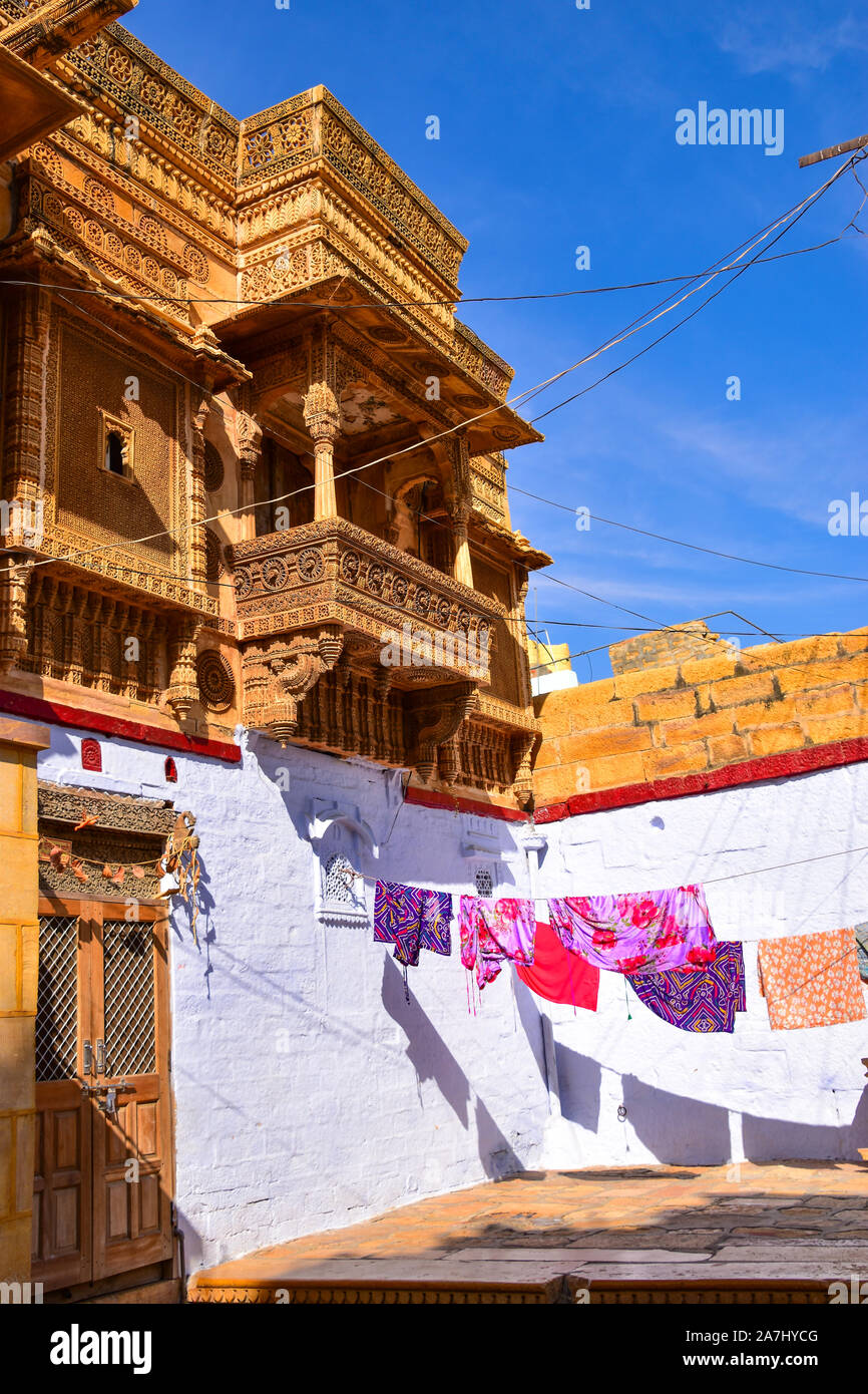 Giorno di lavaggio, Jaisalmer Fort, Jaisalmer, Rajasthan, India Foto Stock