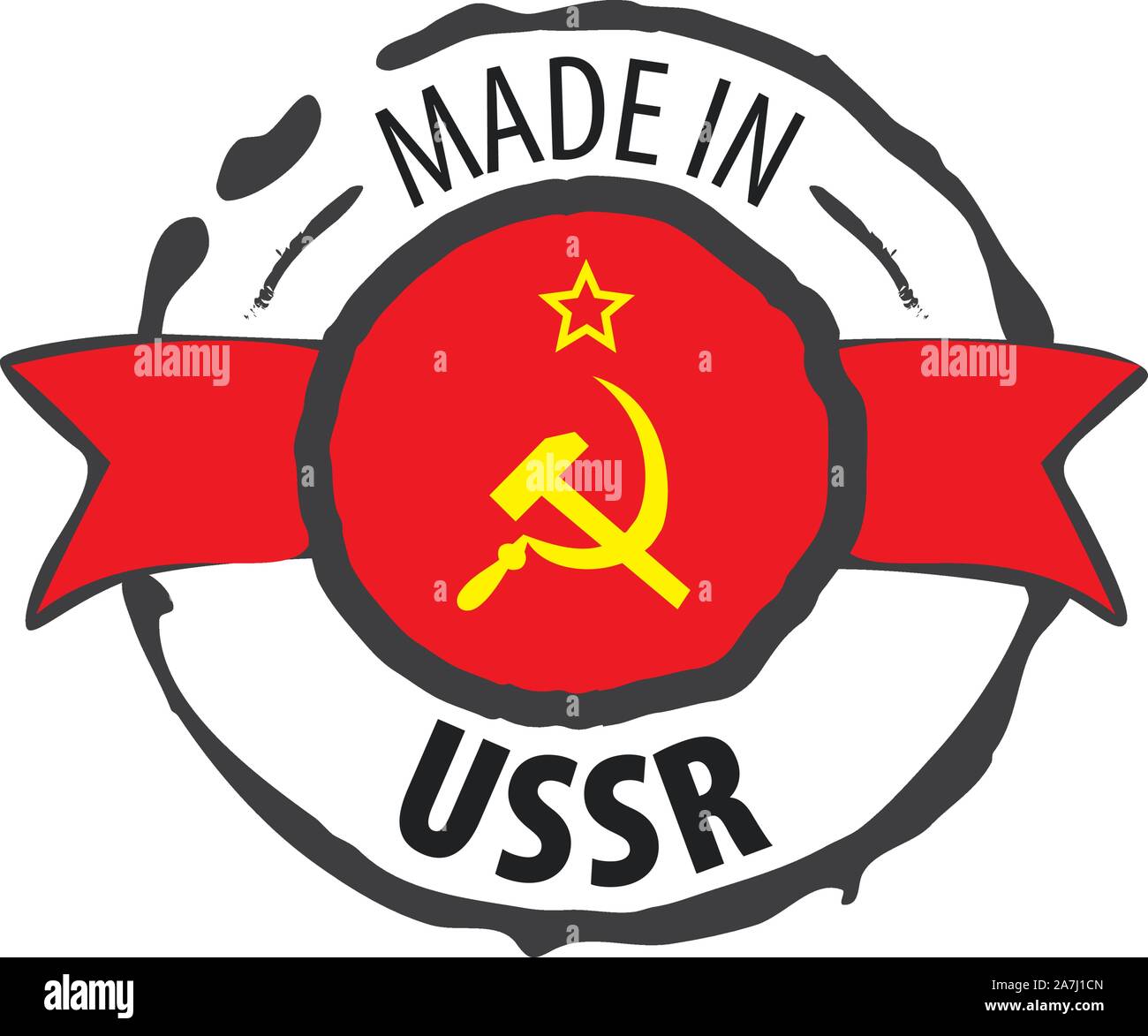 La bandiera rossa dell'URSS. Illustrazione Vettoriale su sfondo bianco Illustrazione Vettoriale