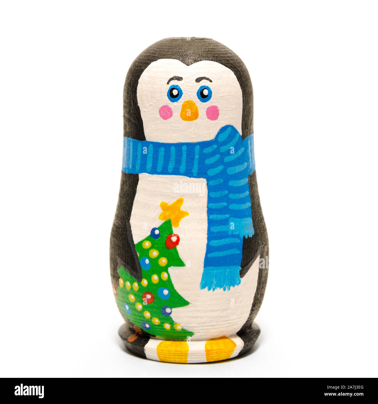 Natale penguin isolato su uno sfondo bianco Foto Stock