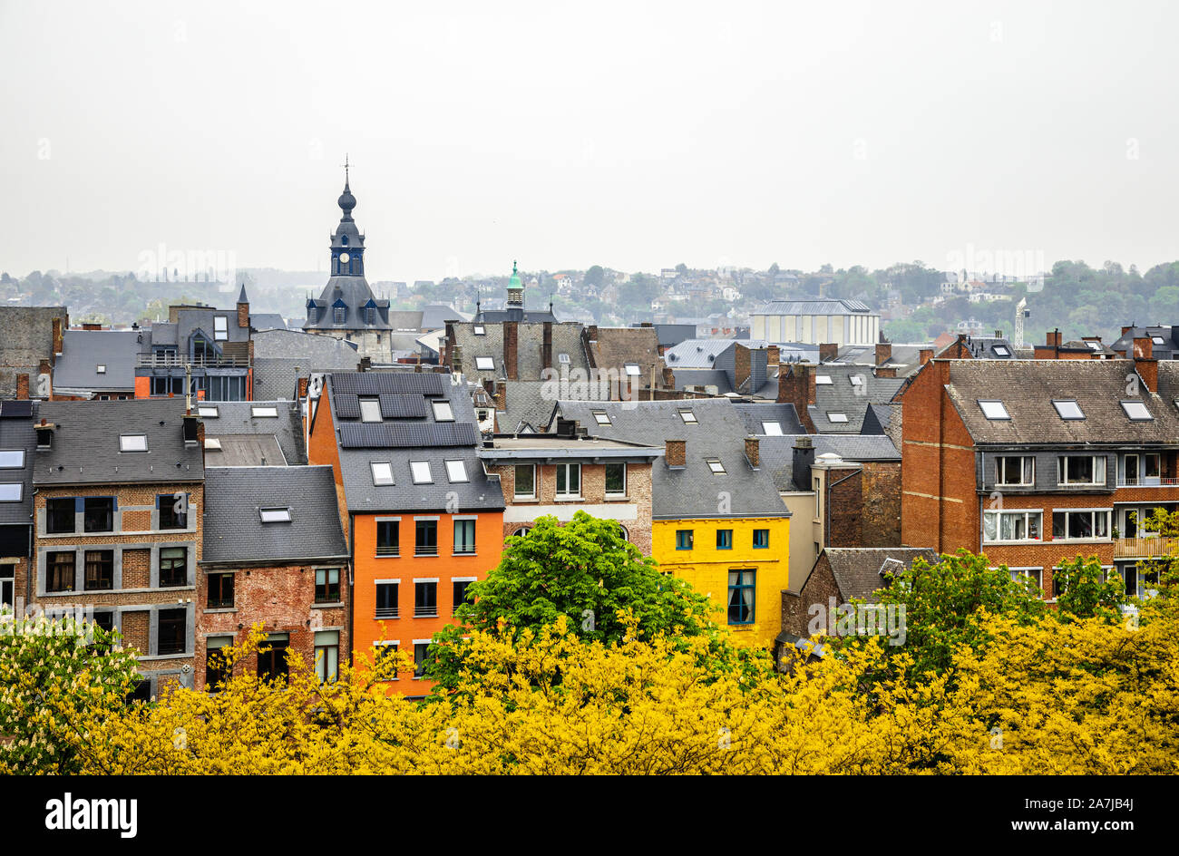 Vecchie case nel centro storico della città di Namur, la Vallonia, Belgio Foto Stock