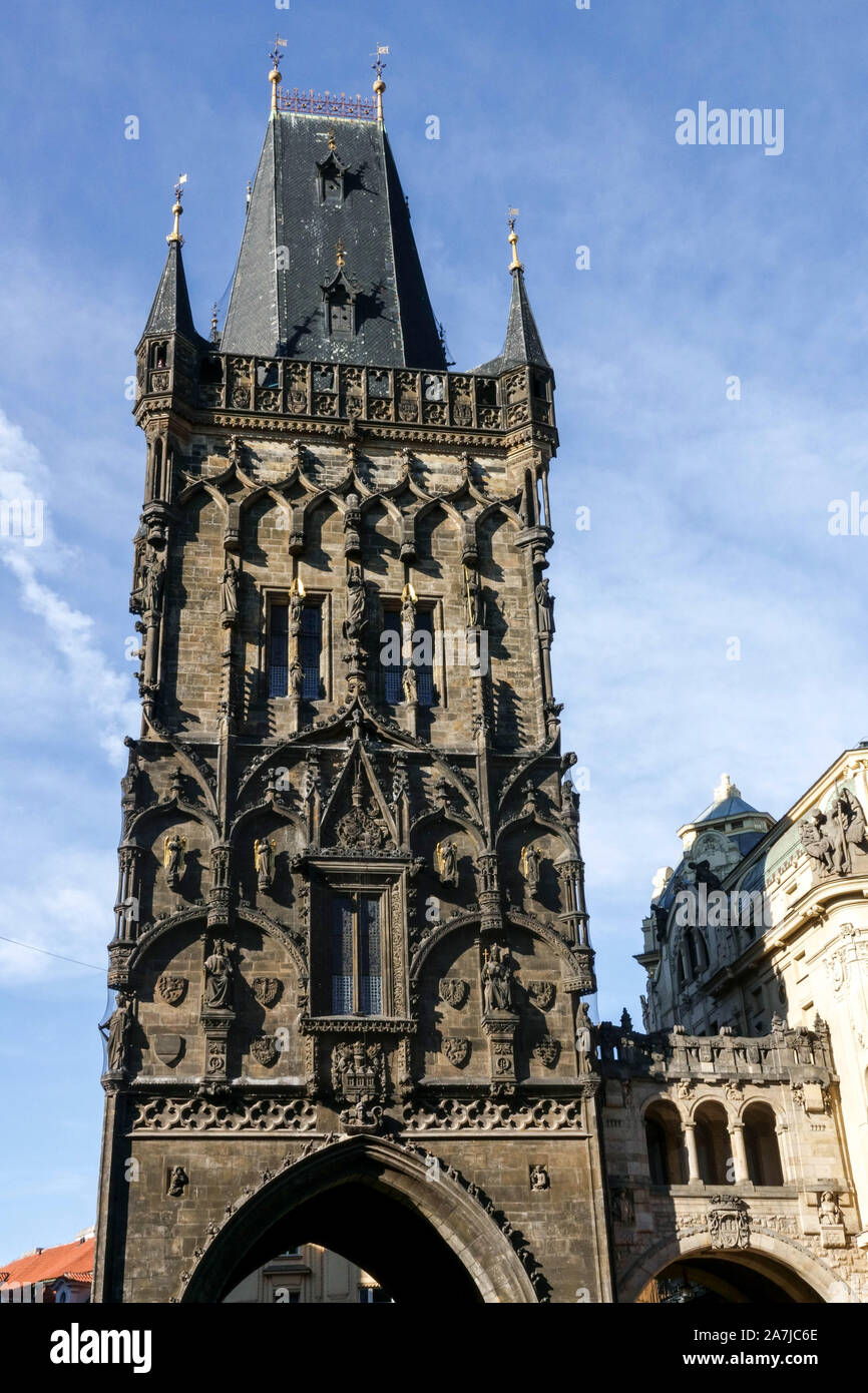 La Torre della Polvere, Praga Prasna Brana Foto Stock