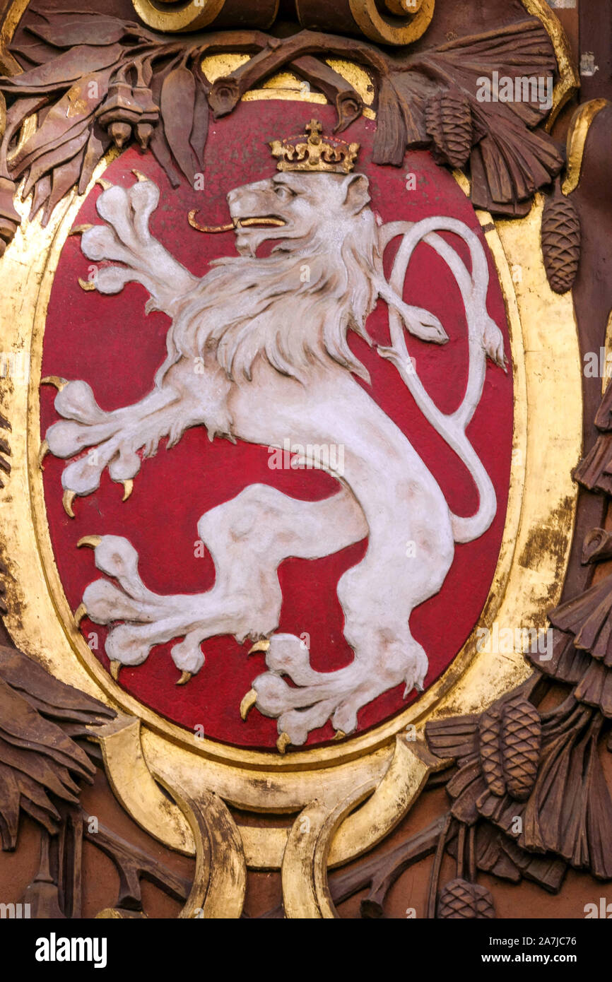 Lion ceca, casa segno U Bileho Lva via Celetna Praga Foto Stock