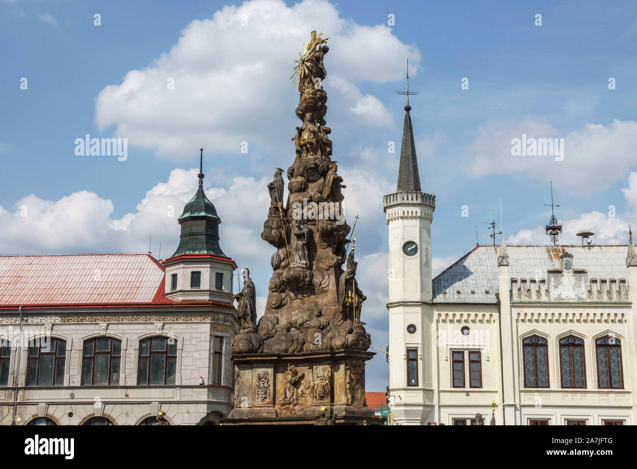 Peste barocca Colonna della Santa Trinità, municipio Zakupy Repubblica Ceca Foto Stock