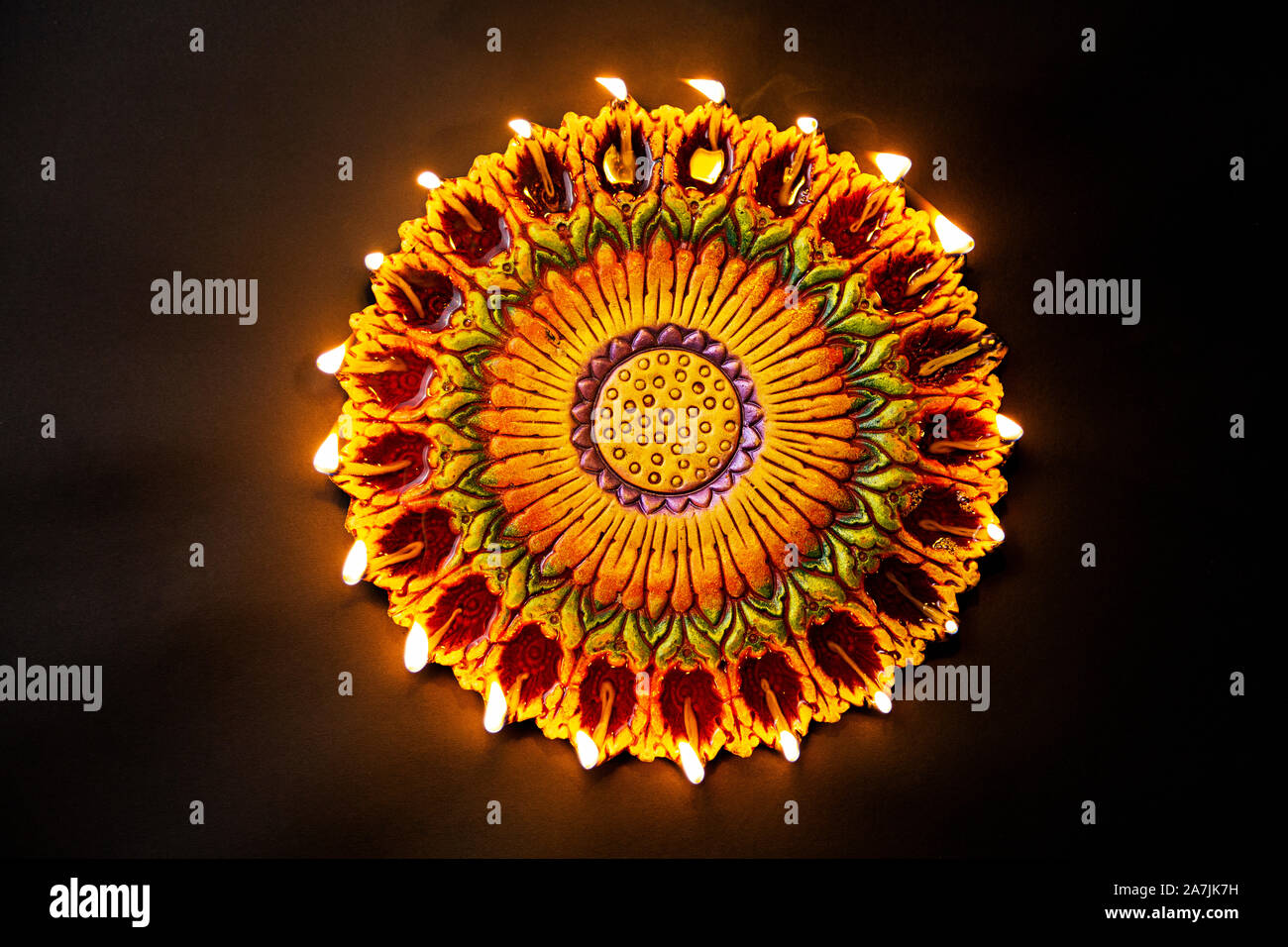 Indian Festival Diwali Festival celebrazione diya olio-piastra lampada nessuno Foto Stock