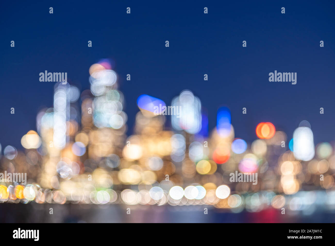 Abstract blur sullo sfondo della città di New York Mid Town dall'alto cityscape dal New Jersey al crepuscolo Foto Stock