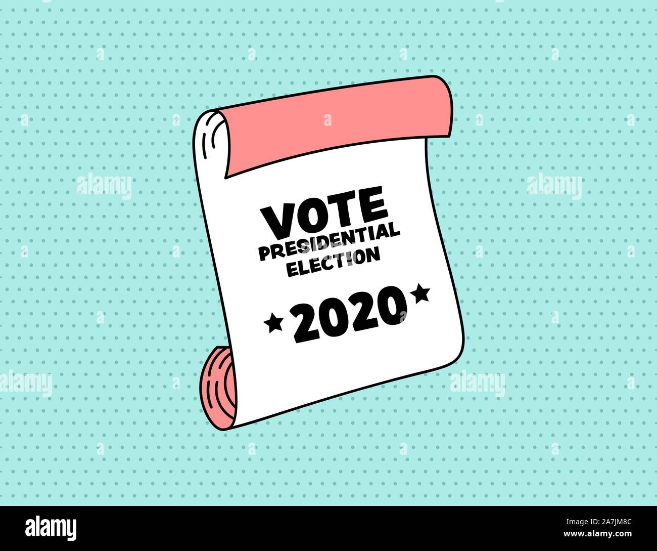 Voto 2020 memphis banner in stile pop art design Illustrazione Vettoriale