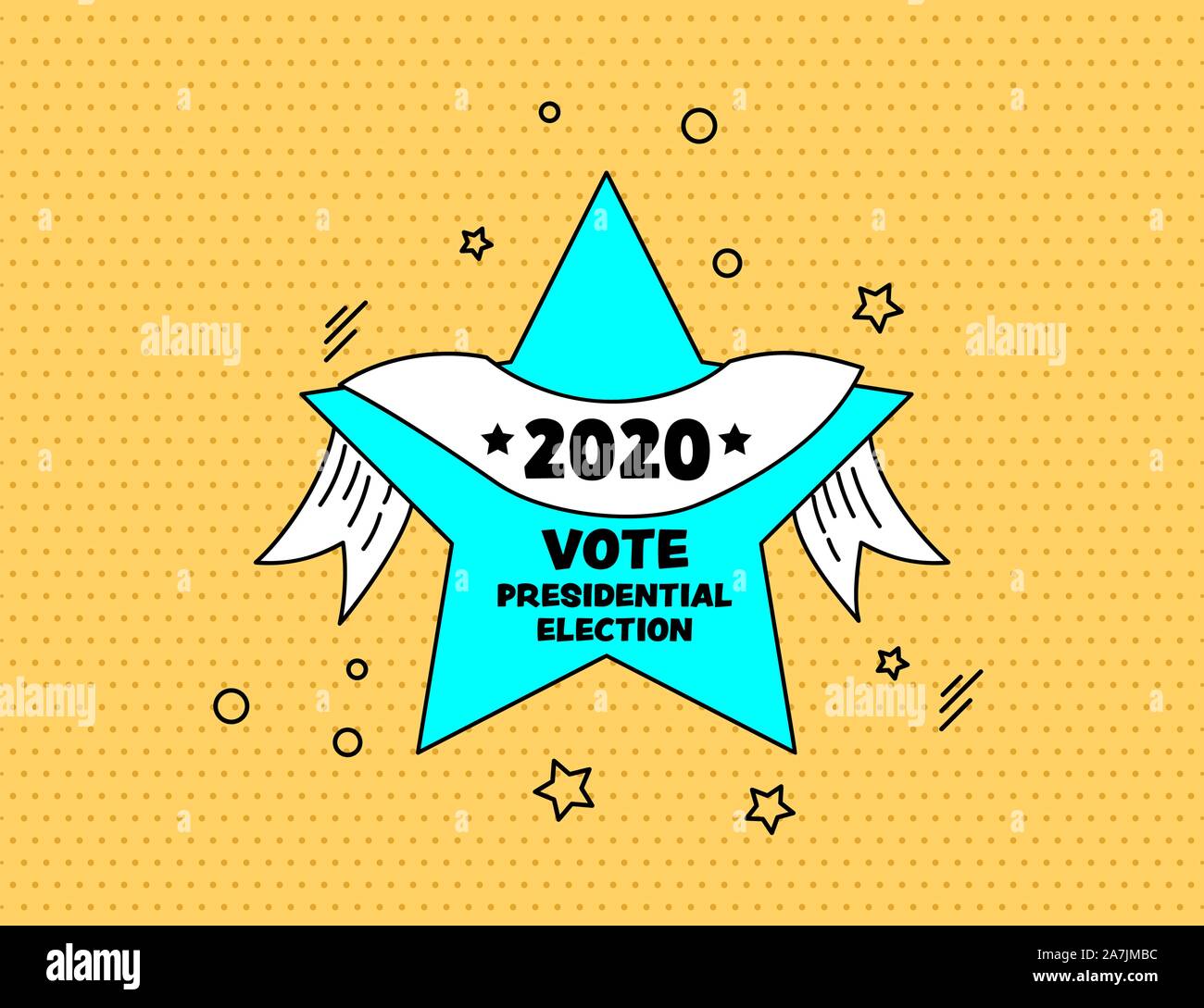 Voto 2020 memphis banner in stile pop art design Illustrazione Vettoriale