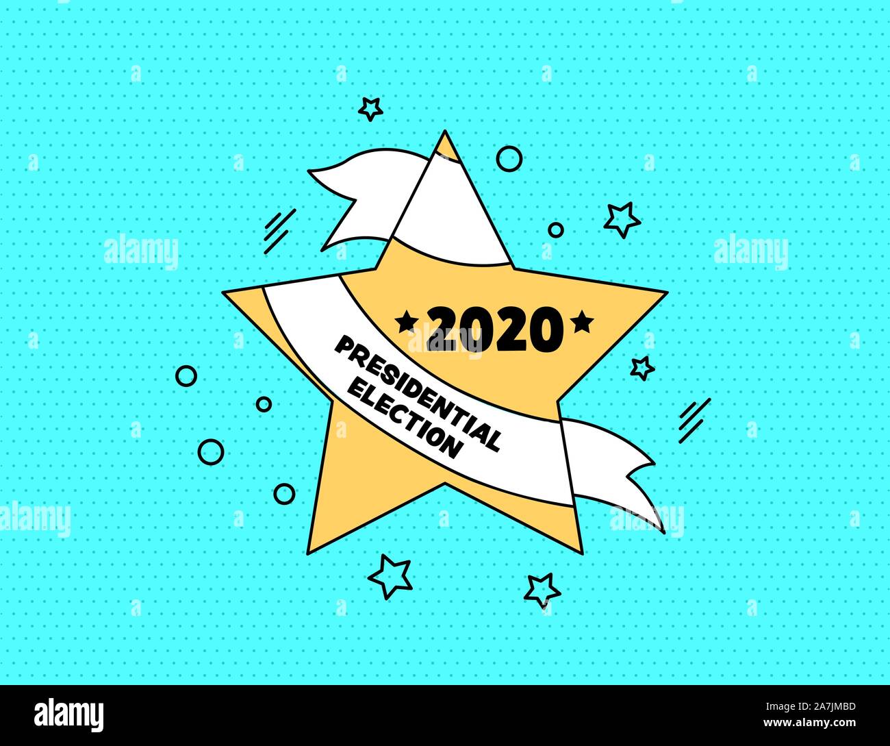 Voto 2020 memphis banner in stile pop art design Illustrazione Vettoriale