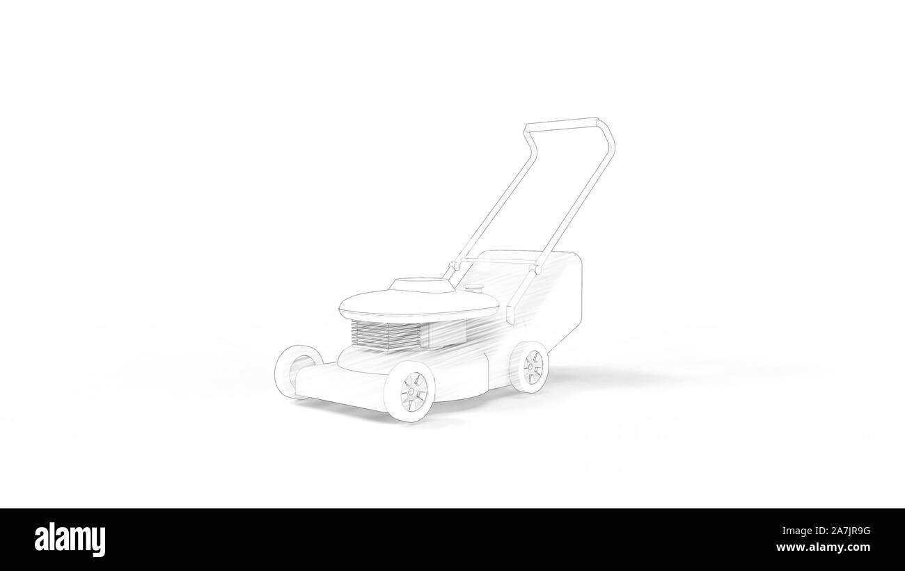 3D rendering di un tosaerba isolato in uno sfondo bianco Foto Stock